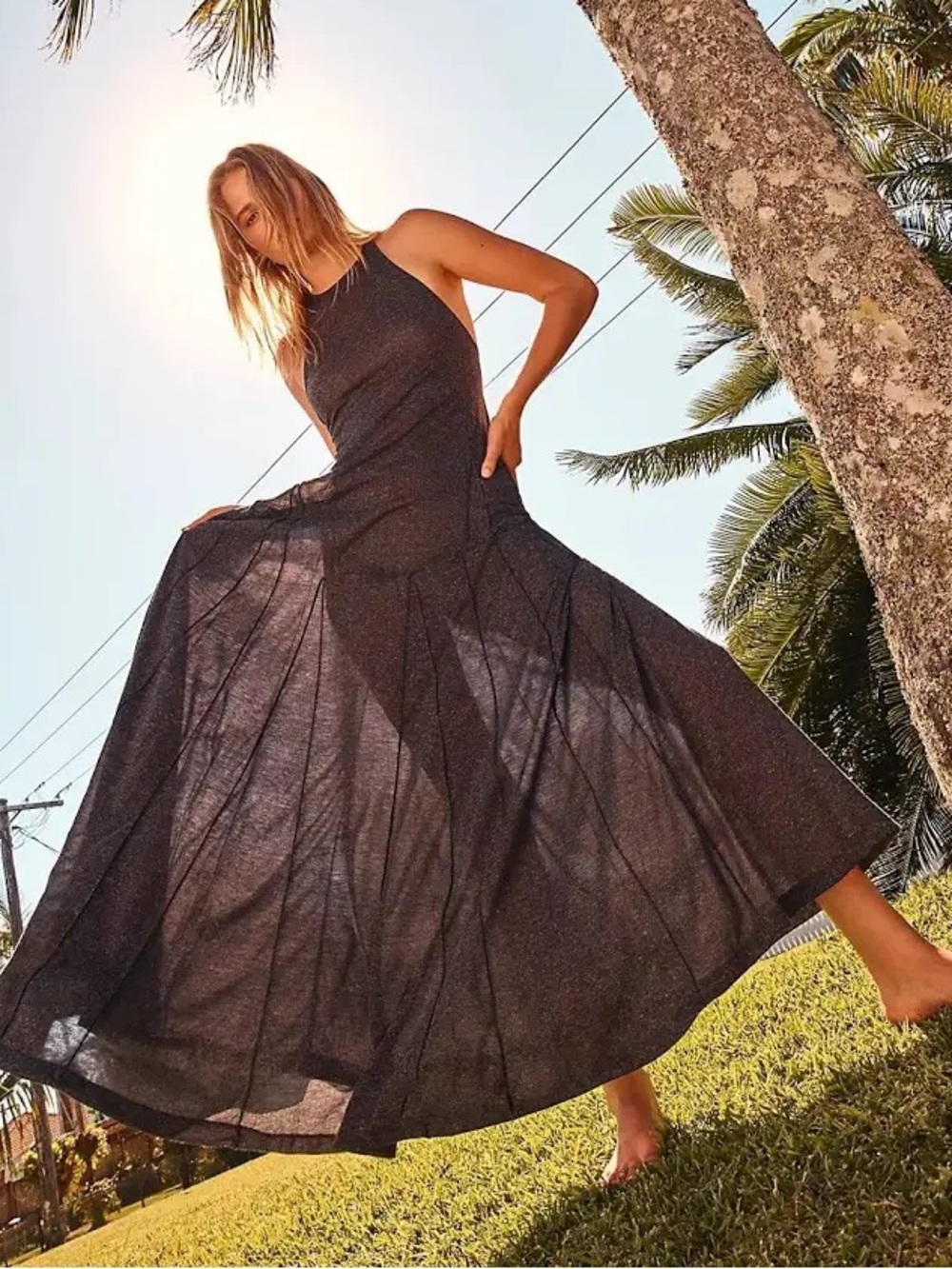Free People Beach August Nights Racerback Dress in Heather Gray